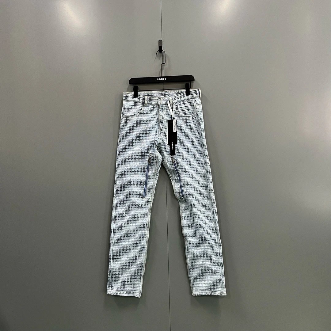 95新 Givenchy/纪梵希 yyy 浅蓝色logo提花牛仔裤 30码/011621
