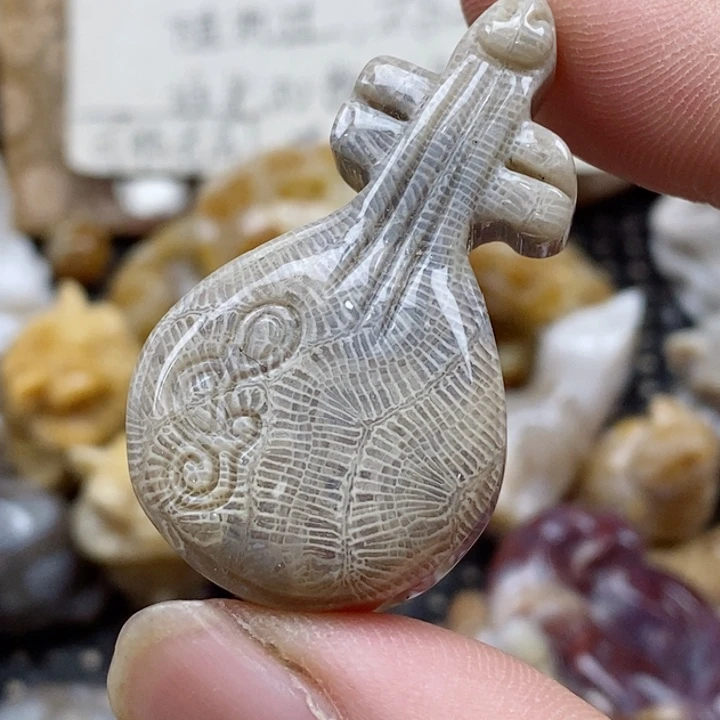 颈饰未镶嵌硅化珊瑚（珊瑚玉）小