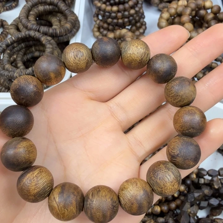 沉香手串沉香绿奇楠圆珠卡十四 九九分节油17