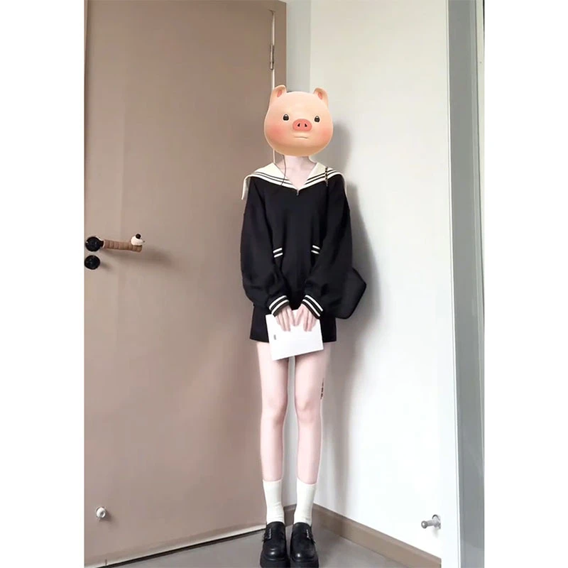 法式学院风穿搭海军领撞色短外套女秋季新款高腰显瘦半身裙两件套