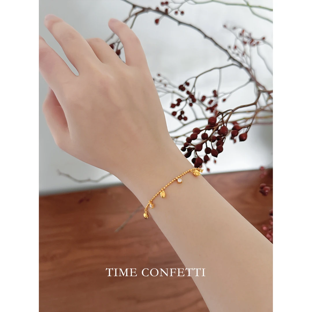 925银手链 镀K金【孙二娘】爱心流苏手链精致高级感手饰TC 10812