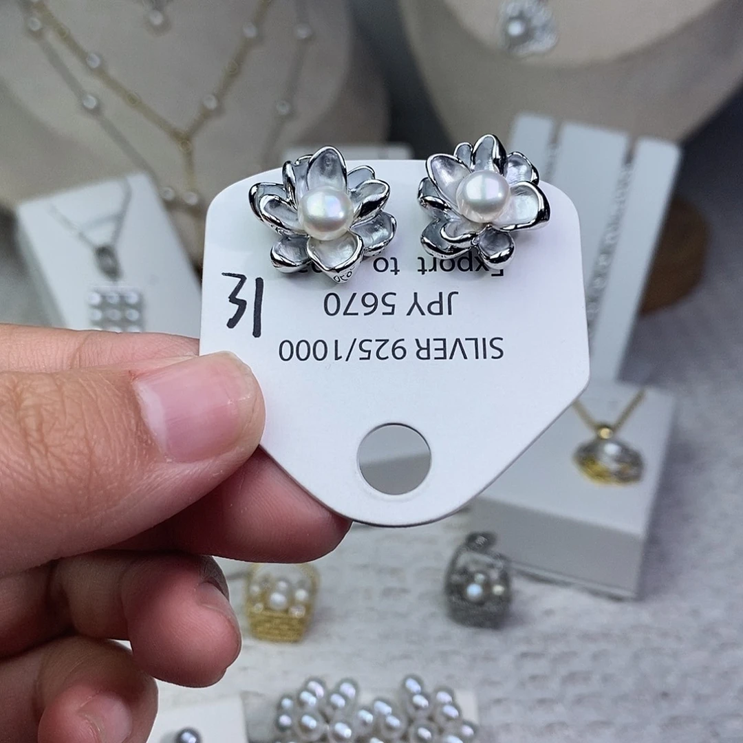 耳饰淡水珍珠银S925镶嵌