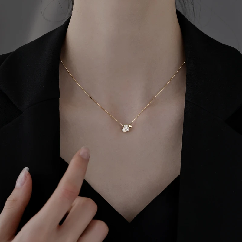 坠链均925银 925银爱心项链女款2025年新款爆款简约锁骨链颈饰