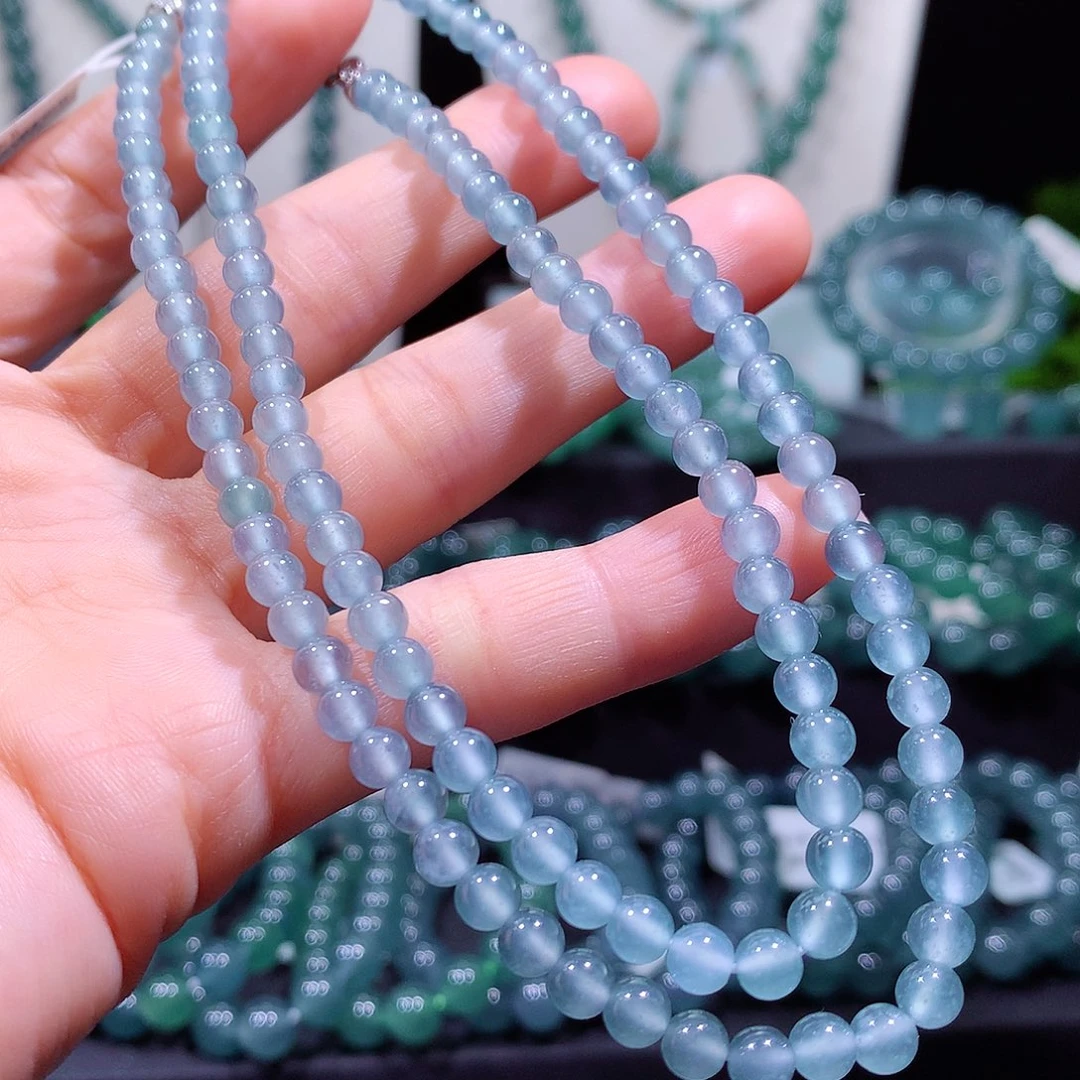 翡翠未镶嵌手链天然a货翡翠项链5mm