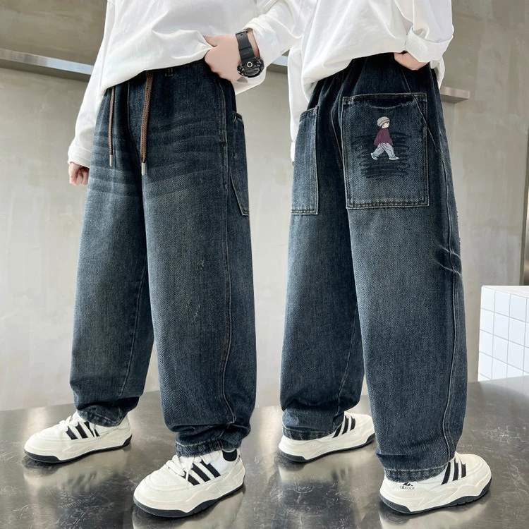 男童秋季直筒软牛仔裤2025中大童宽松休闲韩版长裤儿童春秋装裤子