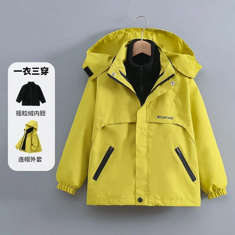 男女童冲锋衣三合一儿童加绒外套春秋冬2025新款女孩户外两件套