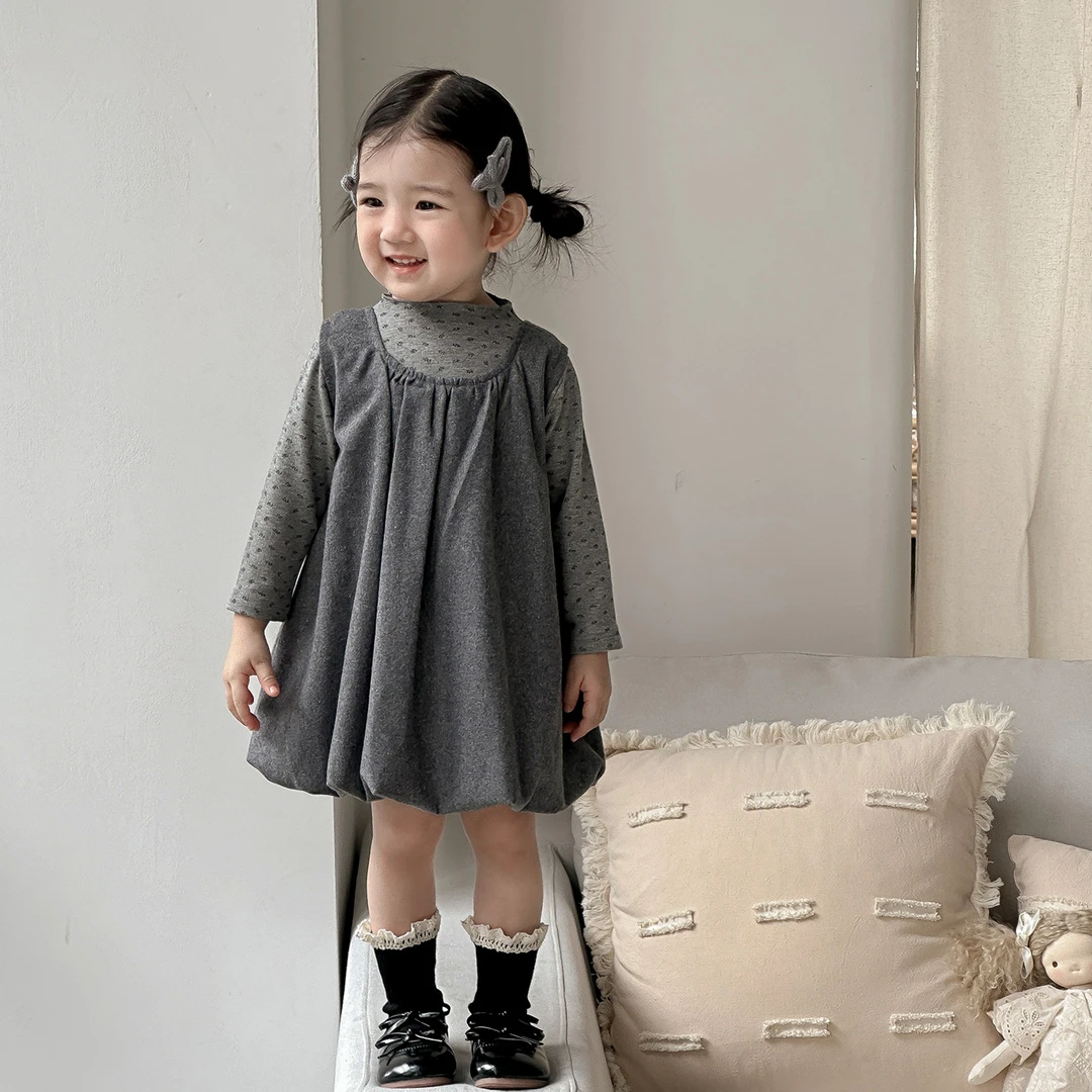 点兮秋季新款婴幼儿针织套装女宝宝洋气打底衫背心裙两件套潮韩版