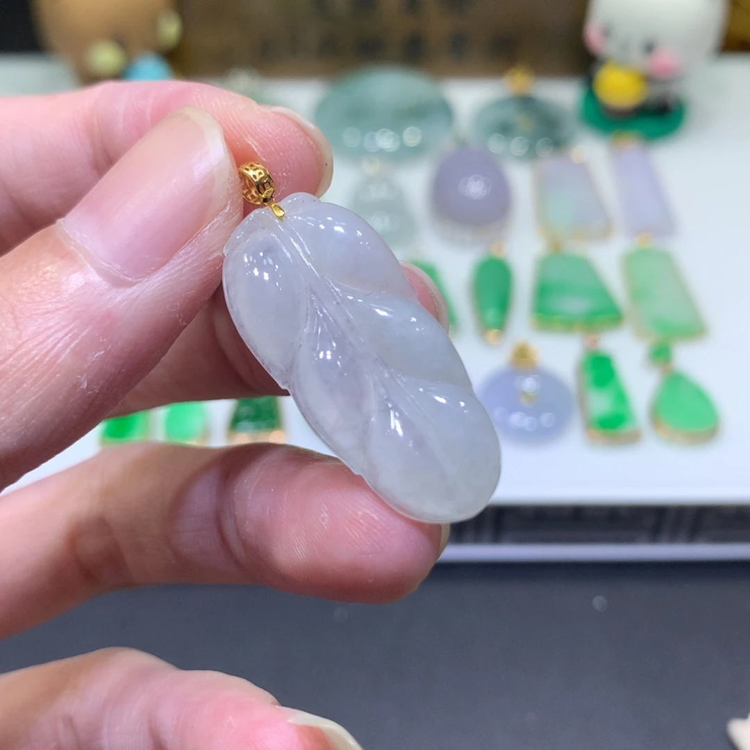 翡翠18K金镶嵌吊坠(不含链)