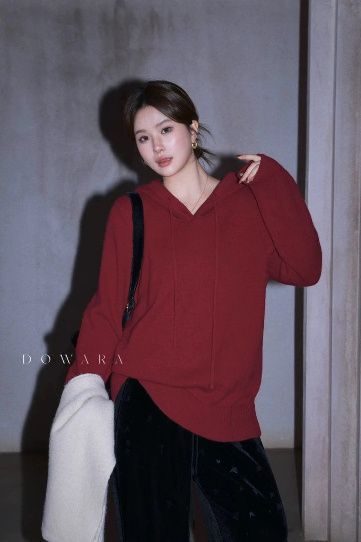 基础款连帽毛衣气质毛织衫2716