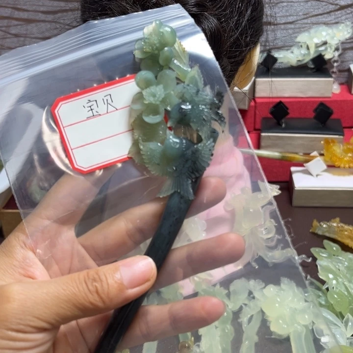 宝***！未镶嵌蛇纹石玉发簪