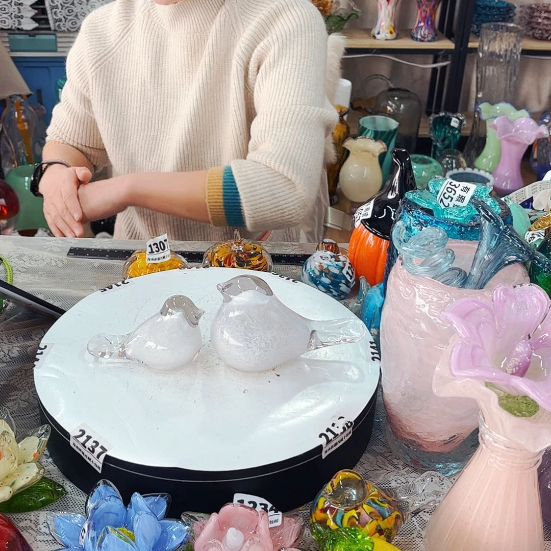 大小实心白鸟家悦琉璃工艺品