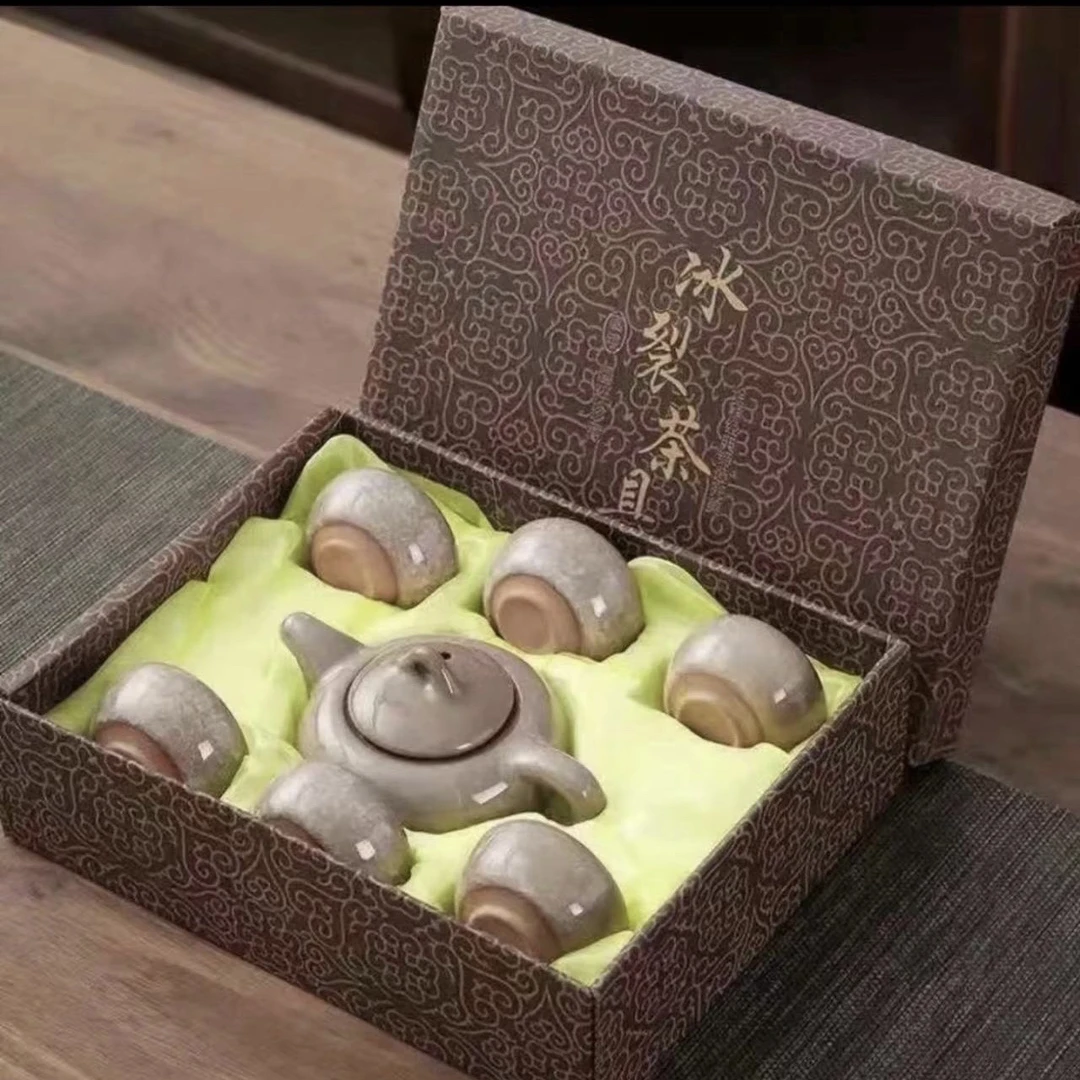 A-154(礼盒装)白冰裂纹遇水化冰一壶六杯创意