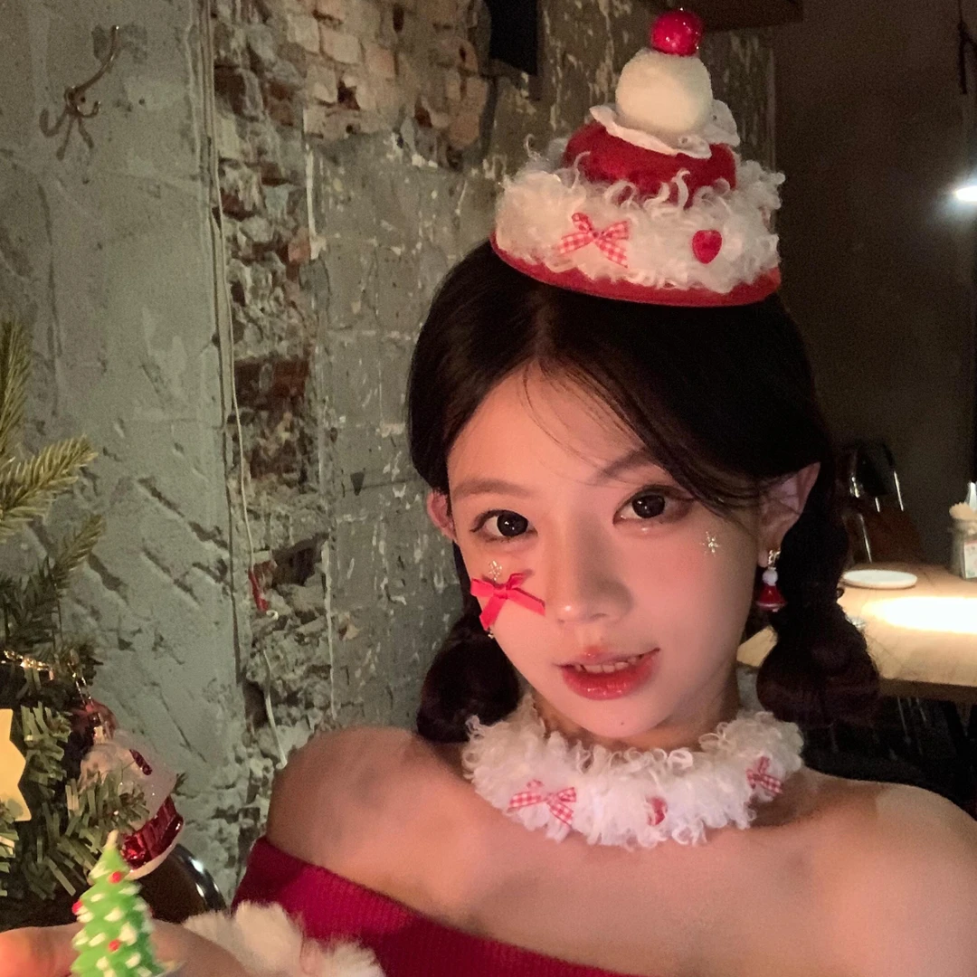 原创 圣诞节黑巧小蛋糕樱桃发夹礼帽女节日生日拍照道具发饰头饰
