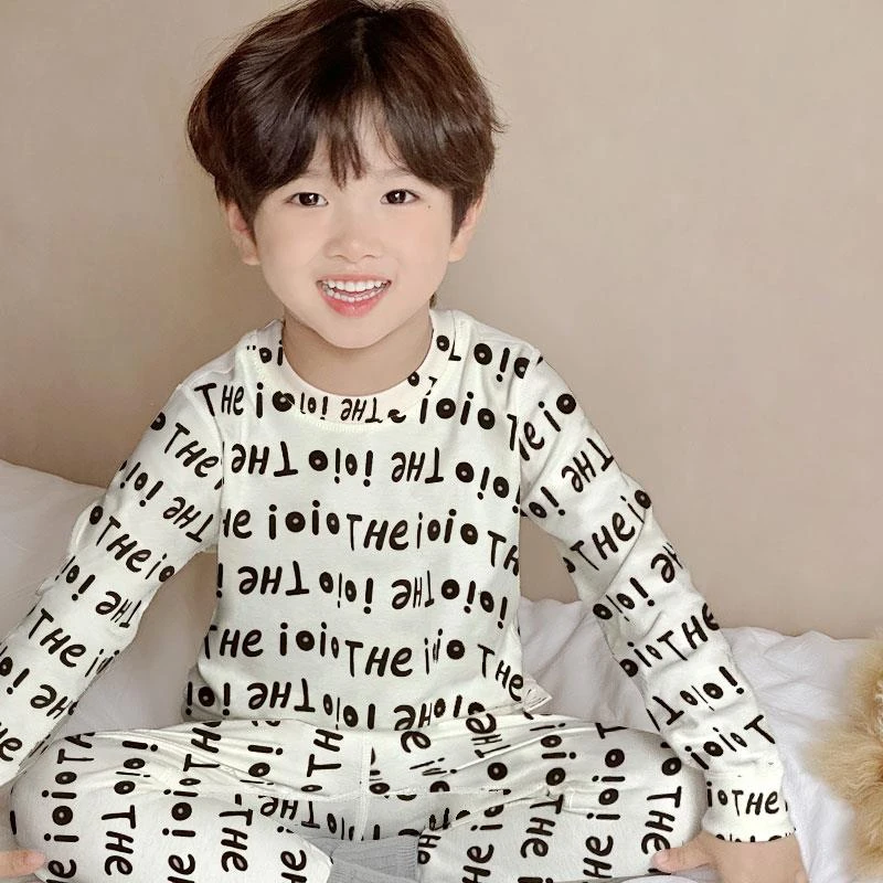 范哲萨男童秋衣秋裤棉套装中领棉加厚男童宝宝保暖内衣女童线衣线