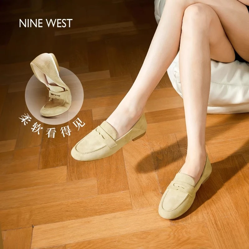 Nine West玖熙乐福鞋2025秋季轻奢女鞋通勤单鞋玛丽珍女鞋豆豆鞋