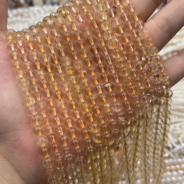 玛瑙/玉髓未镶嵌珠宝半成品一条6mm左右黄水晶