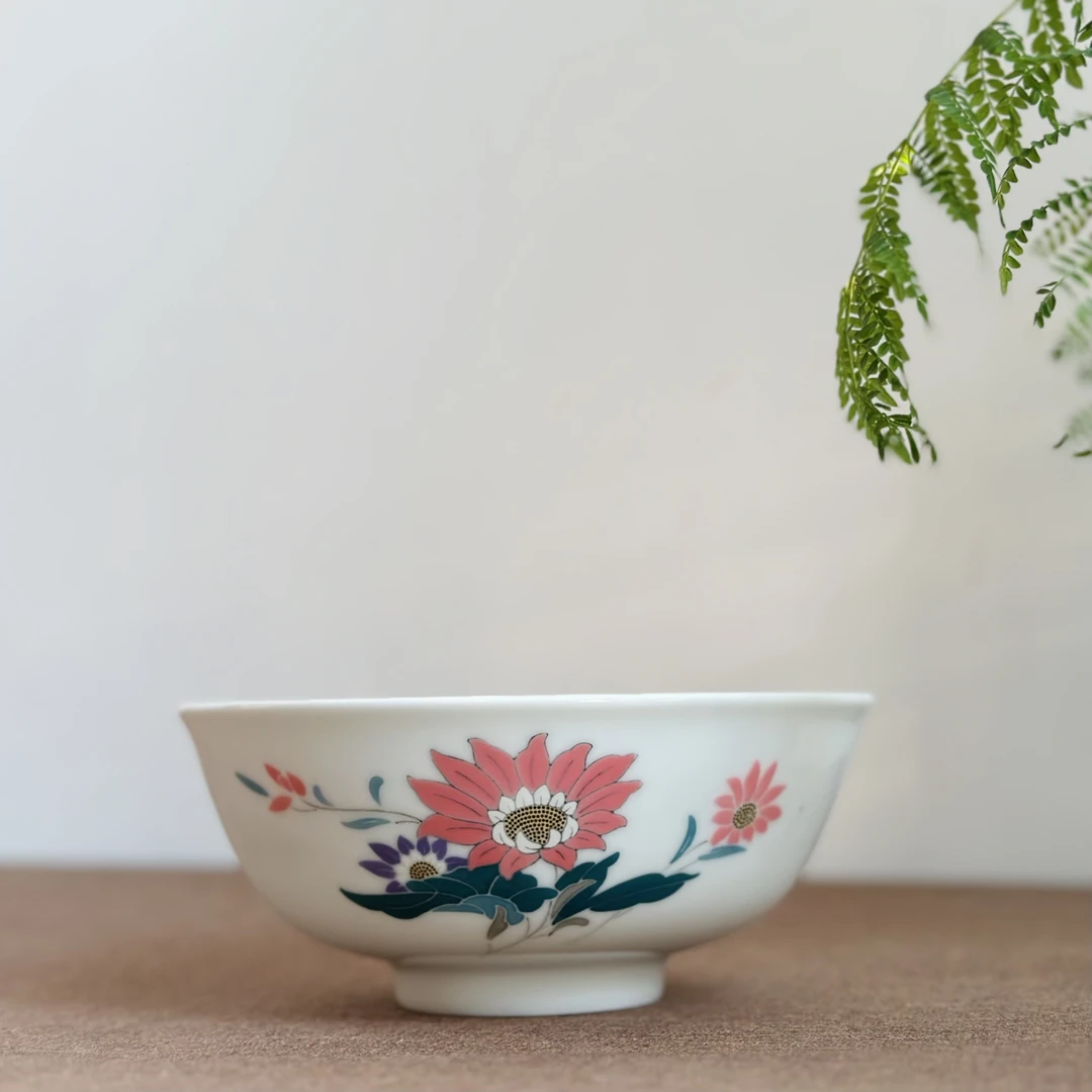 醴陵群力老瓷器釉下五彩手绘2001版毛瓷菜碗微瑕福利价