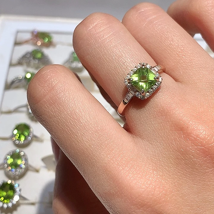 橄榄石戒指银S925镶嵌