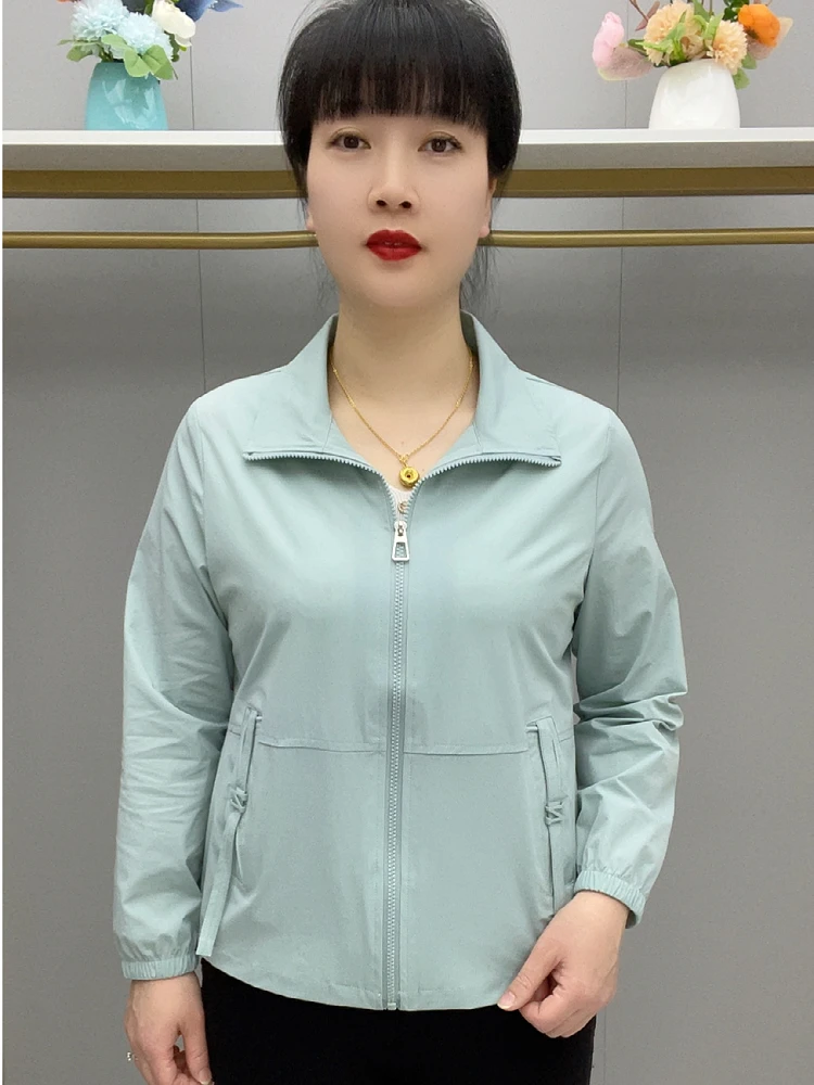 常规宽松型极简风时尚中老年女装休闲长袖春秋夏季薄款外套8510