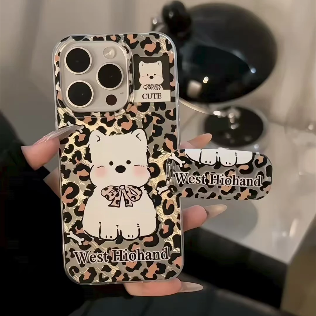 豹纹西高地乐标签适用苹果16华为p70oppo小米14vivo漩涡IMD手机壳