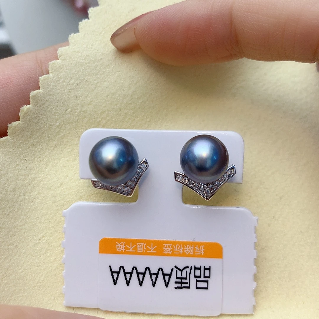 海水珍珠耳饰银S925镶嵌w58