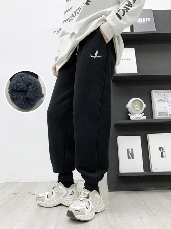 青少年加绒加厚羊驼绒运动裤卫裤