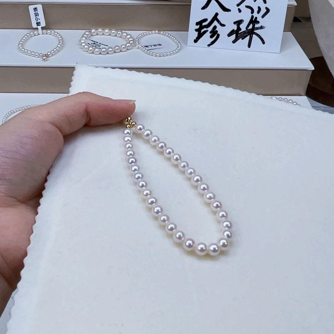 银S925镶嵌手绳淡水珍珠5-6天然淡水珍珠手链
