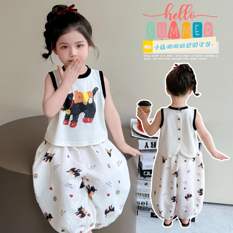 女童夏季套装2025新款洋气韩版薄款卡通动漫套装休闲婴儿女孩小童