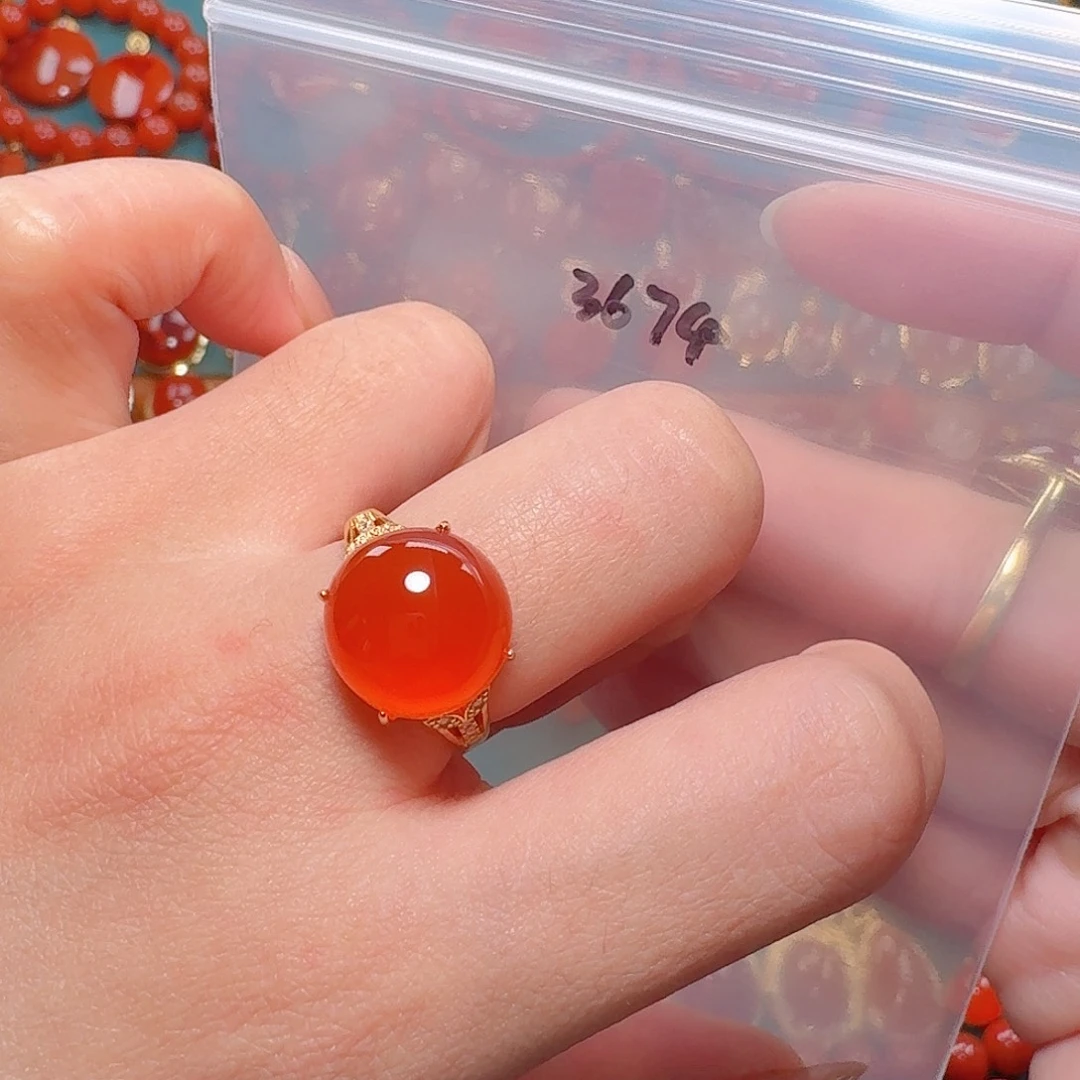 南红玛瑙银S925镶嵌戒指