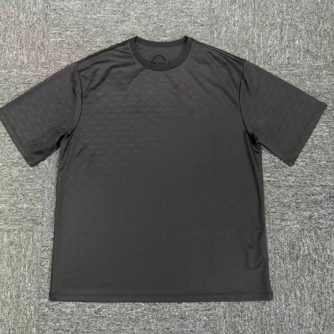 2025夏季男款渐变提花短袖时尚宽松轻奢透气男士黑色圆领T恤