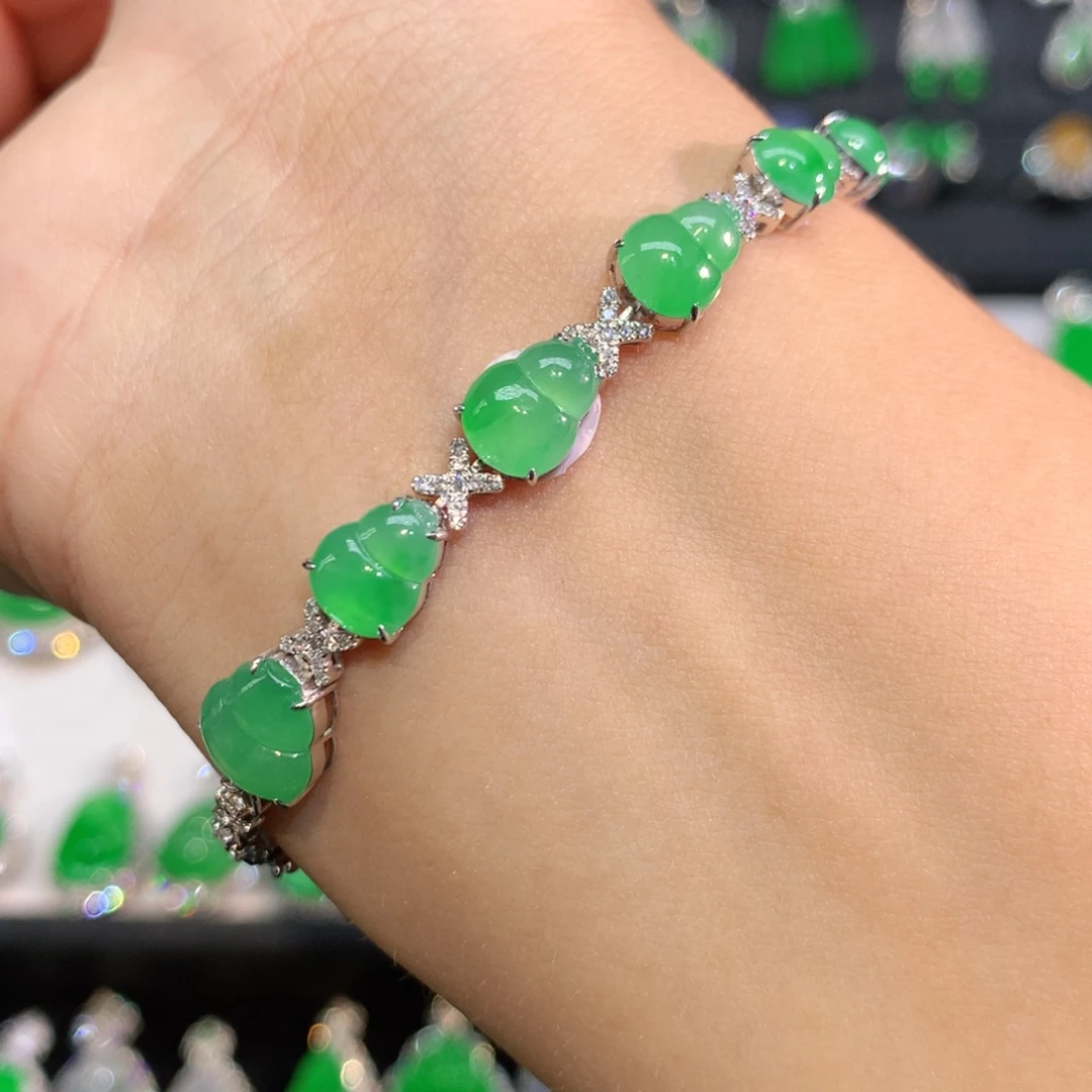 翡翠18K金镶嵌手链