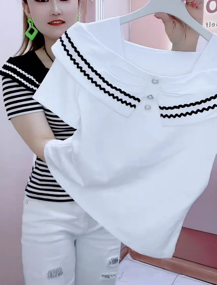 夏季新款百搭减龄洋气短袖