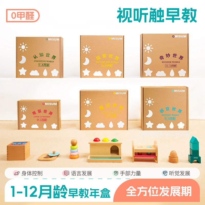 0-1岁宝宝蒙氏早教玩具盒婴儿全面发展早教盒子幼儿满月周岁礼物