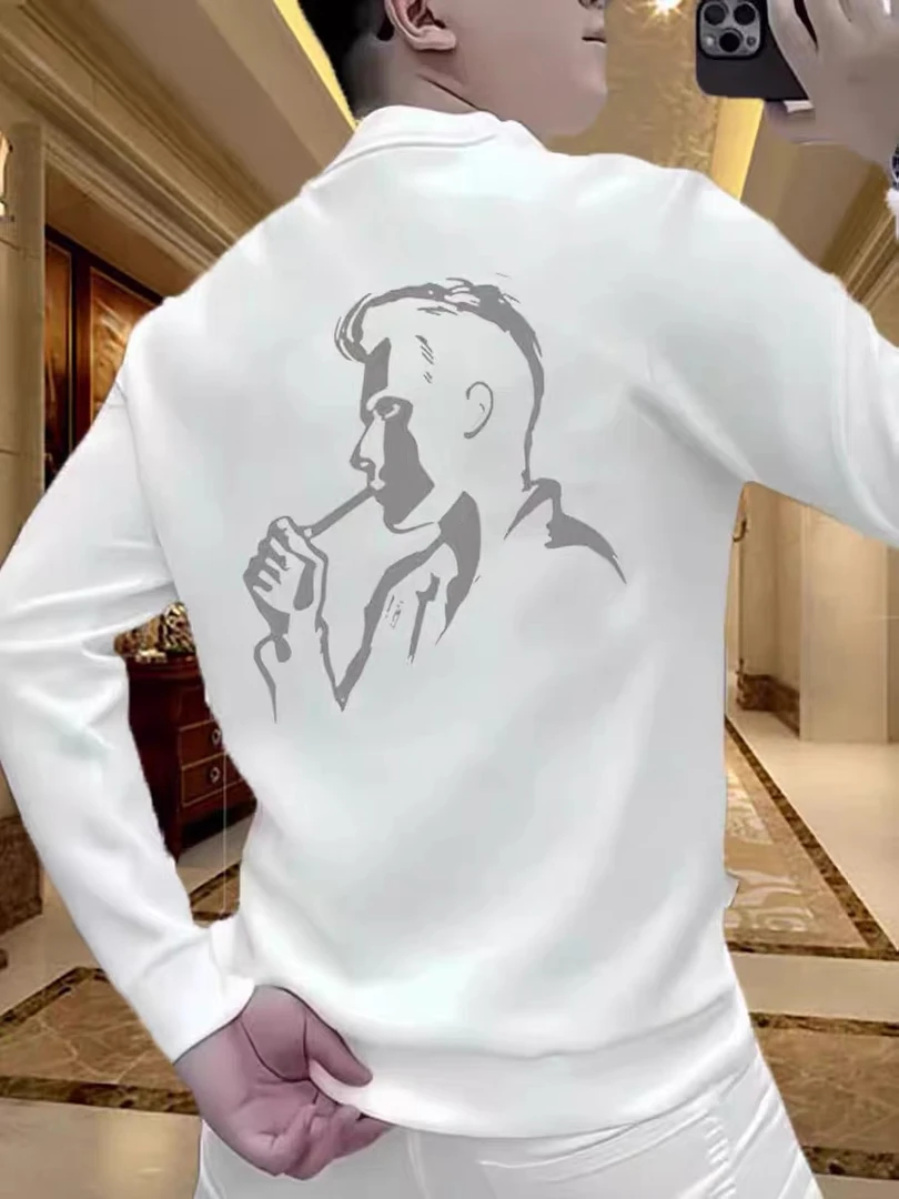 2025秋冬季新款潮牌印花卫衣男士时尚套头圆领长袖休闲百搭上衣潮