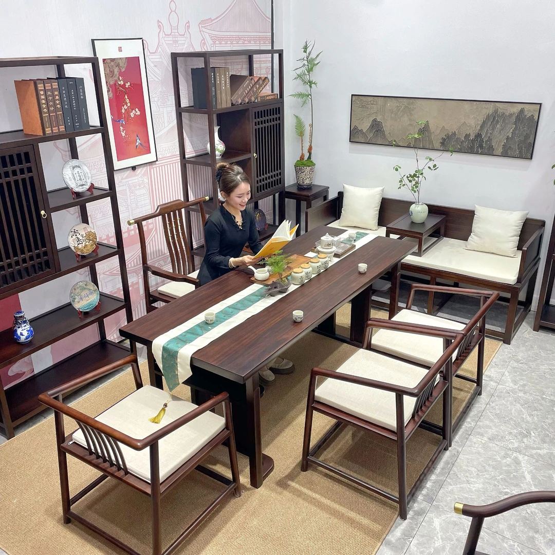 VIP云鼎直边禅意新中式茶桌椅组合简约书桌画桌办公室泡茶桌