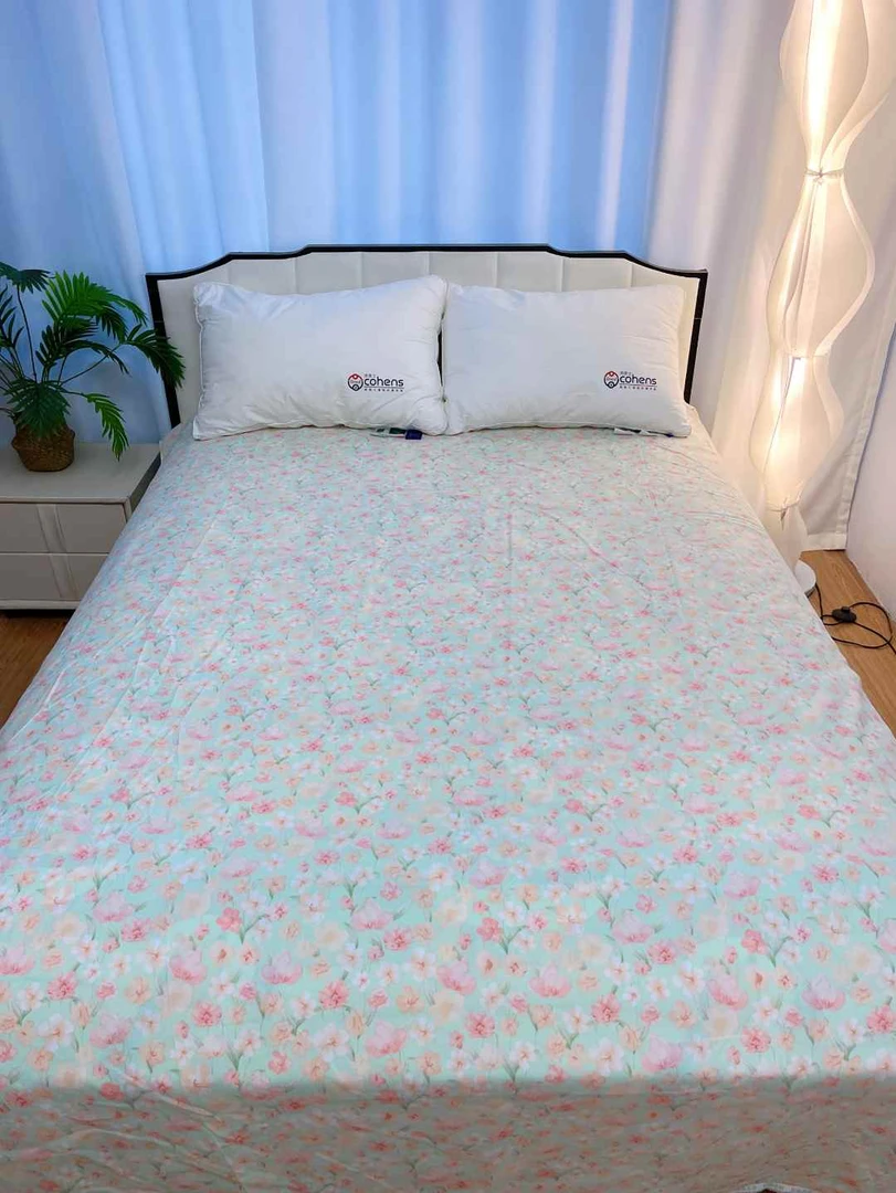 山东老粗布2米*2.5米床单 加厚密实贴身透气【花簇-绿】