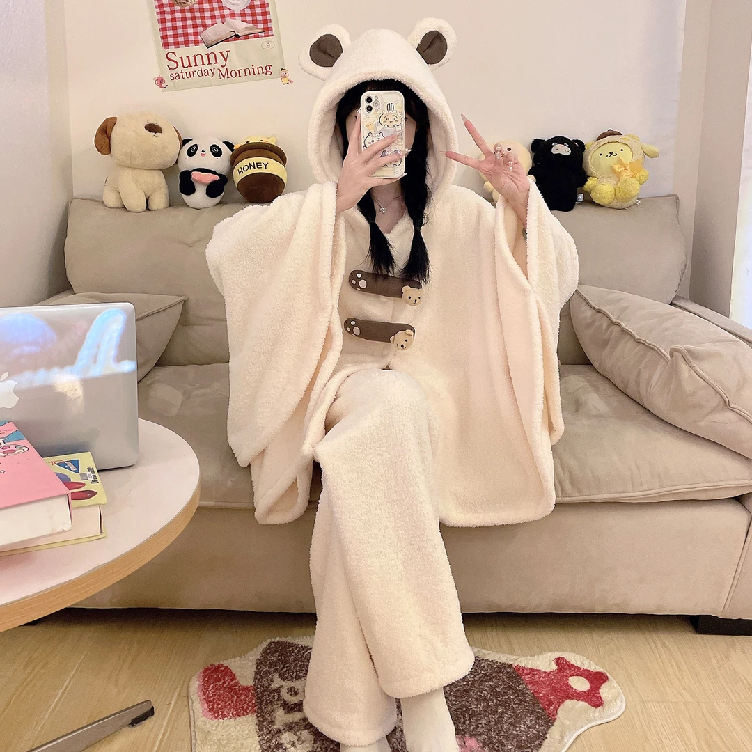 睡衣女款爆款2025新款秋冬季加厚加绒法兰绒珊瑚绒保暖家居服套装