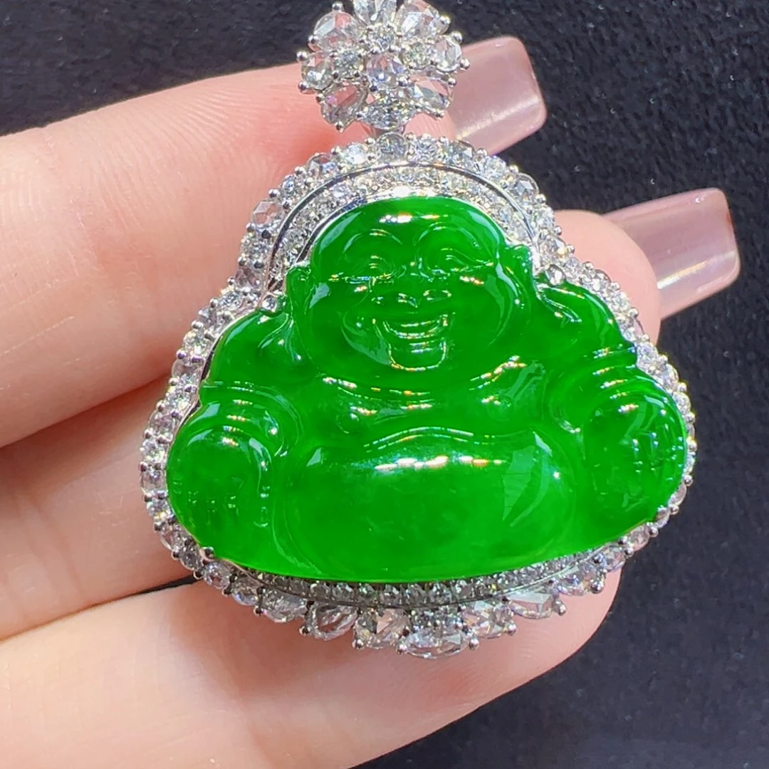 翡翠吊坠(不含链)18K金镶嵌吊坠