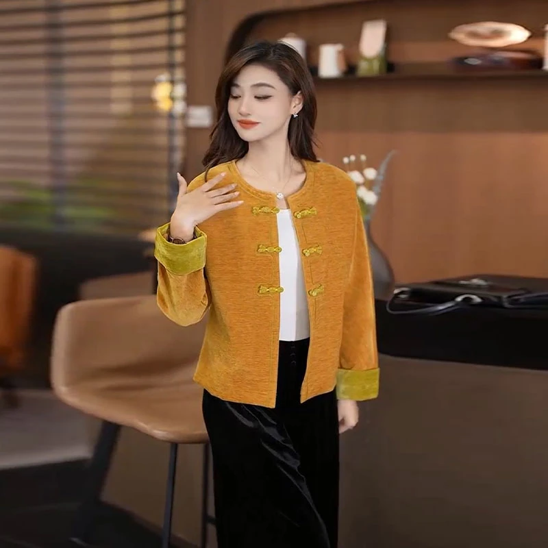 雅鹿新中式国风盘扣上衣女2025秋季新款潮流高级感气质中国风外套