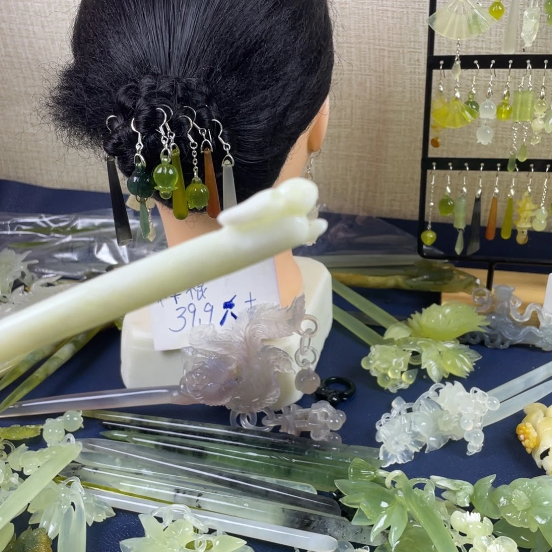 蛇纹石玉未镶嵌发饰