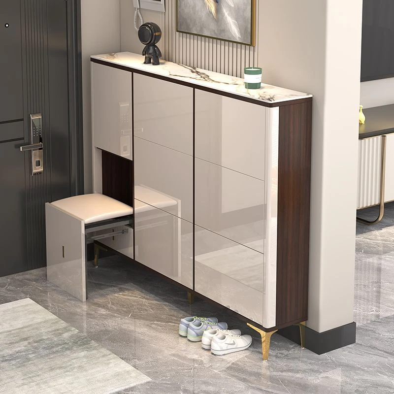 17CM轻奢超薄翻斗鞋柜门口进门靠墙窄边鞋柜一体门后超薄款鞋柜