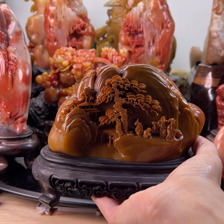 田黄石香山雅聚摆件