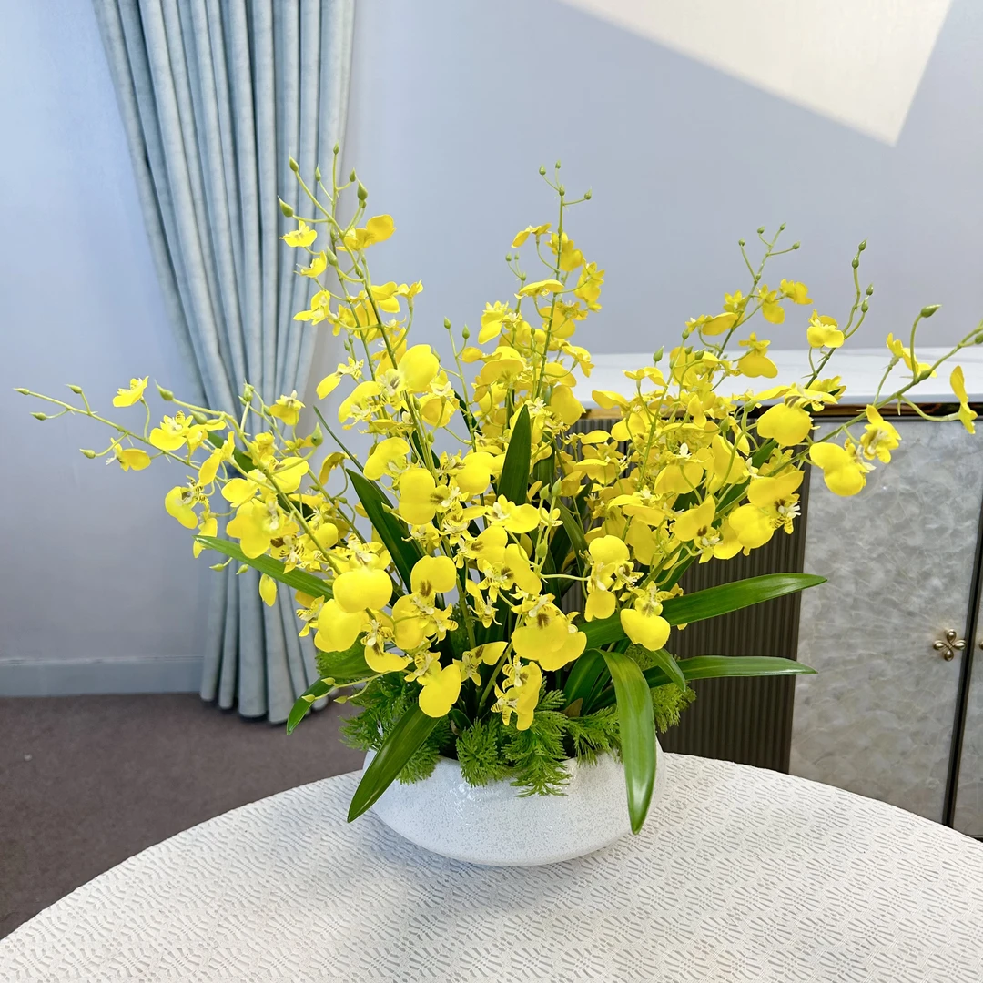 跳舞兰仿真花高品质假花装饰花艺摆设花束干花客厅摆件餐桌花摆花