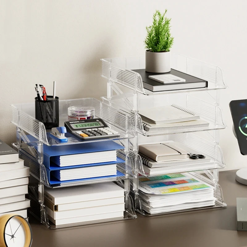 升级款透明桌面文件收纳架书桌置物架办公室书本抽屉资料整理盒子