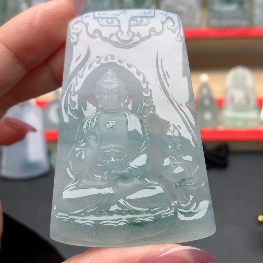 牛***爸翡翠未镶嵌颈饰阿弥陀佛