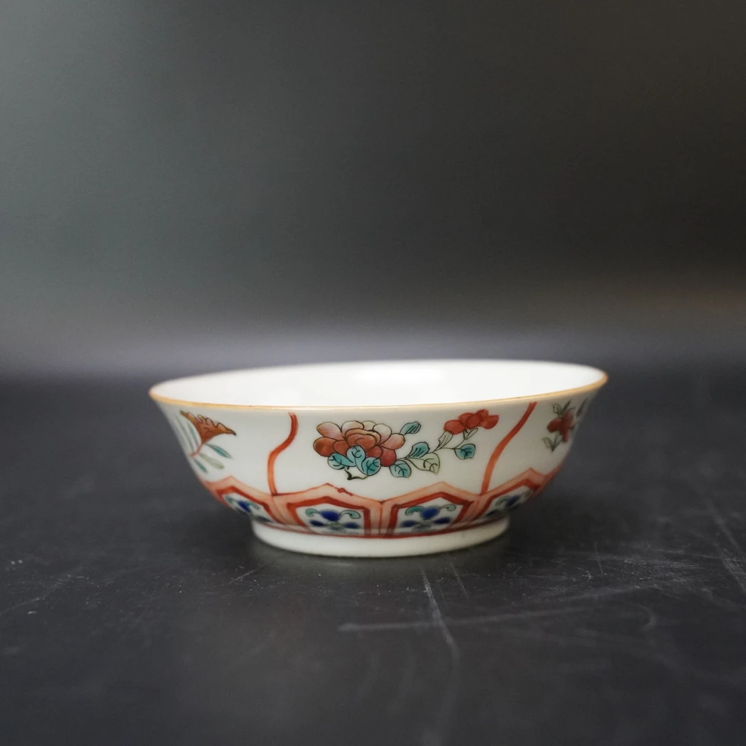 Lot.25073038清同治粉彩花卉纹笔洗 口径：约12.2cm