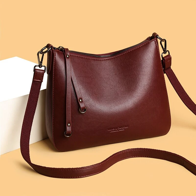 百搭单肩斜挎包8819酒红色