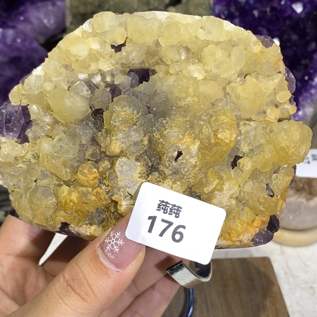 未镶嵌紫晶大型摆件（非配饰）方解石平板