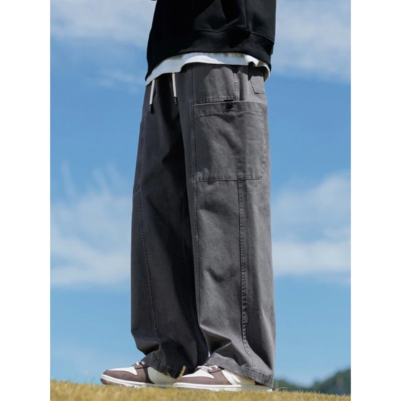 春秋季新款工装长裤子男生青少年学生直筒纯棉运男士直筒运动卫裤