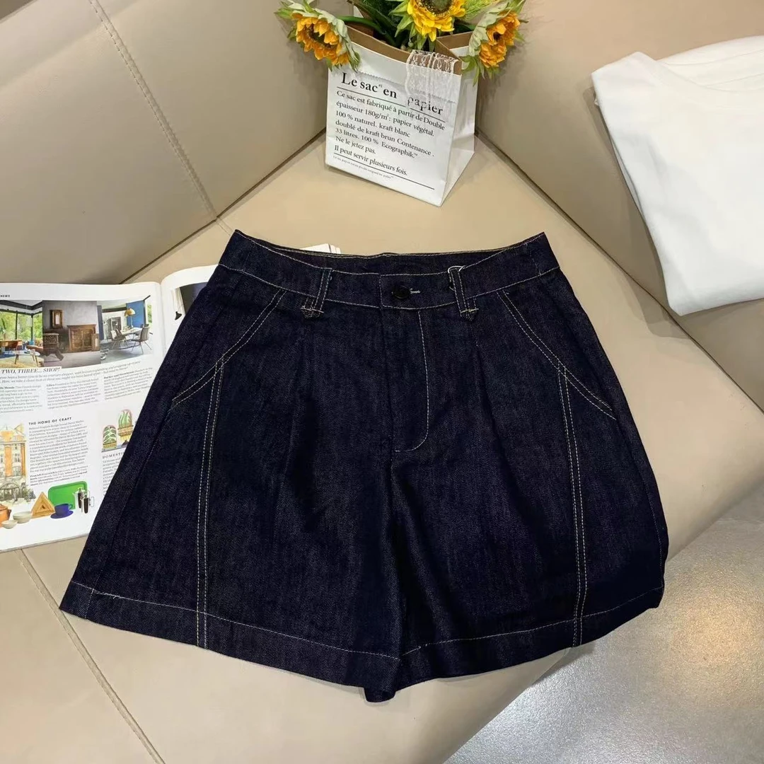 Manmi 复古水洗拼接牛仔短裤 7715